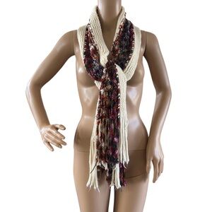 Authentic Guess Crochet Scarf Fringes Knit Scarf